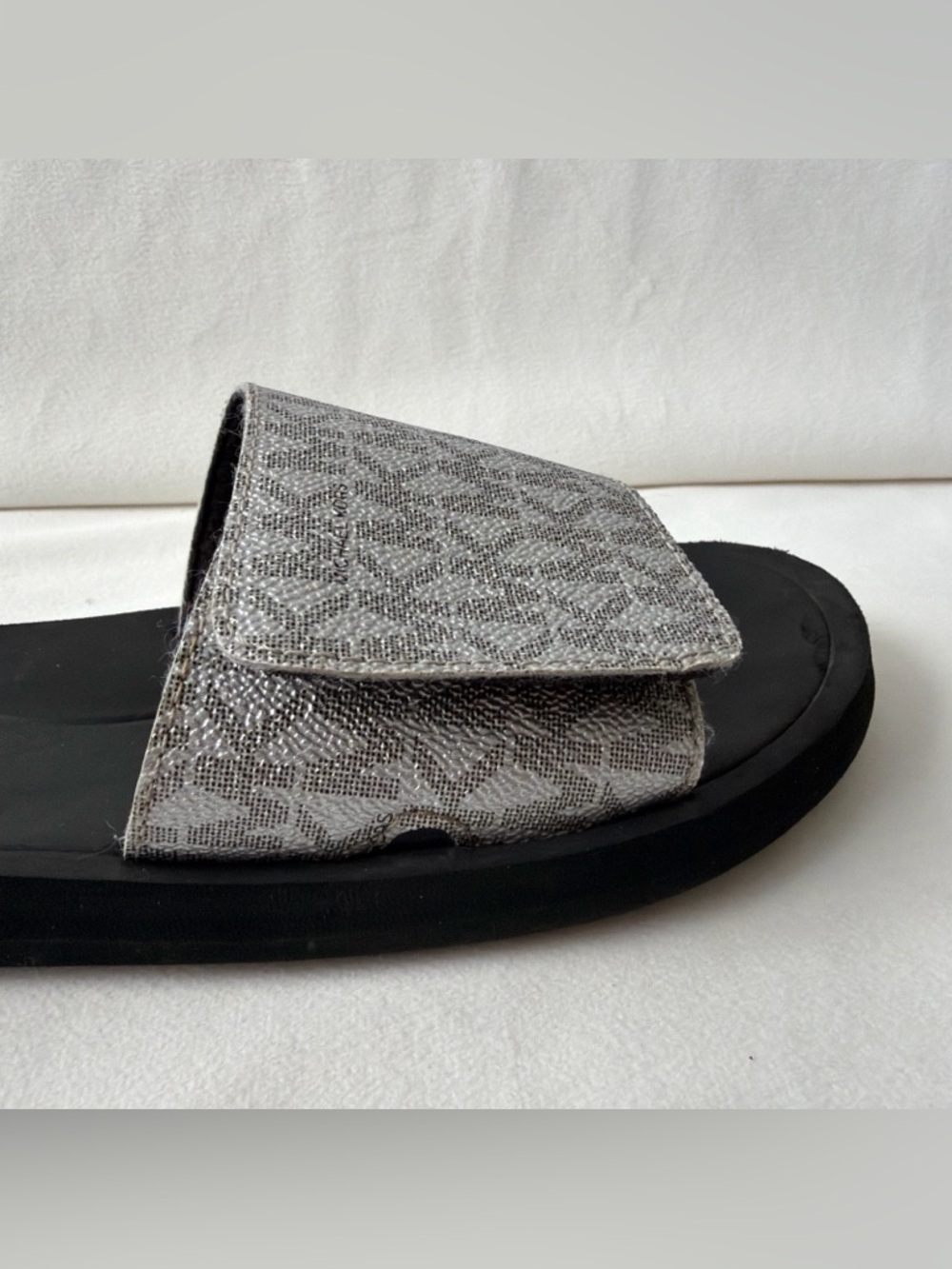Michael Kors Silver Monogram Slide Sandals - Picture 9 of 11